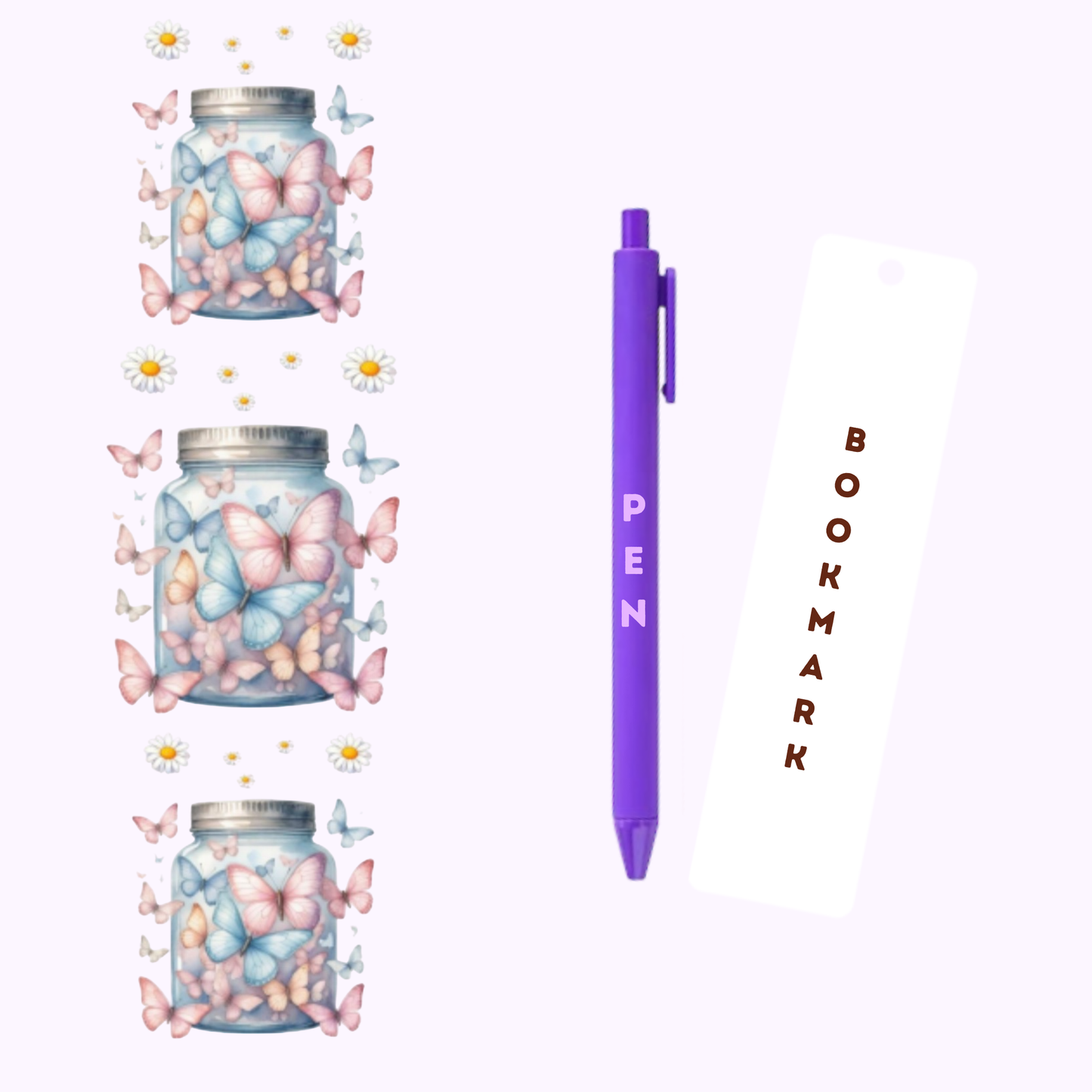 Jar Of Butterflies Pen/Bookmark Wrap #29
