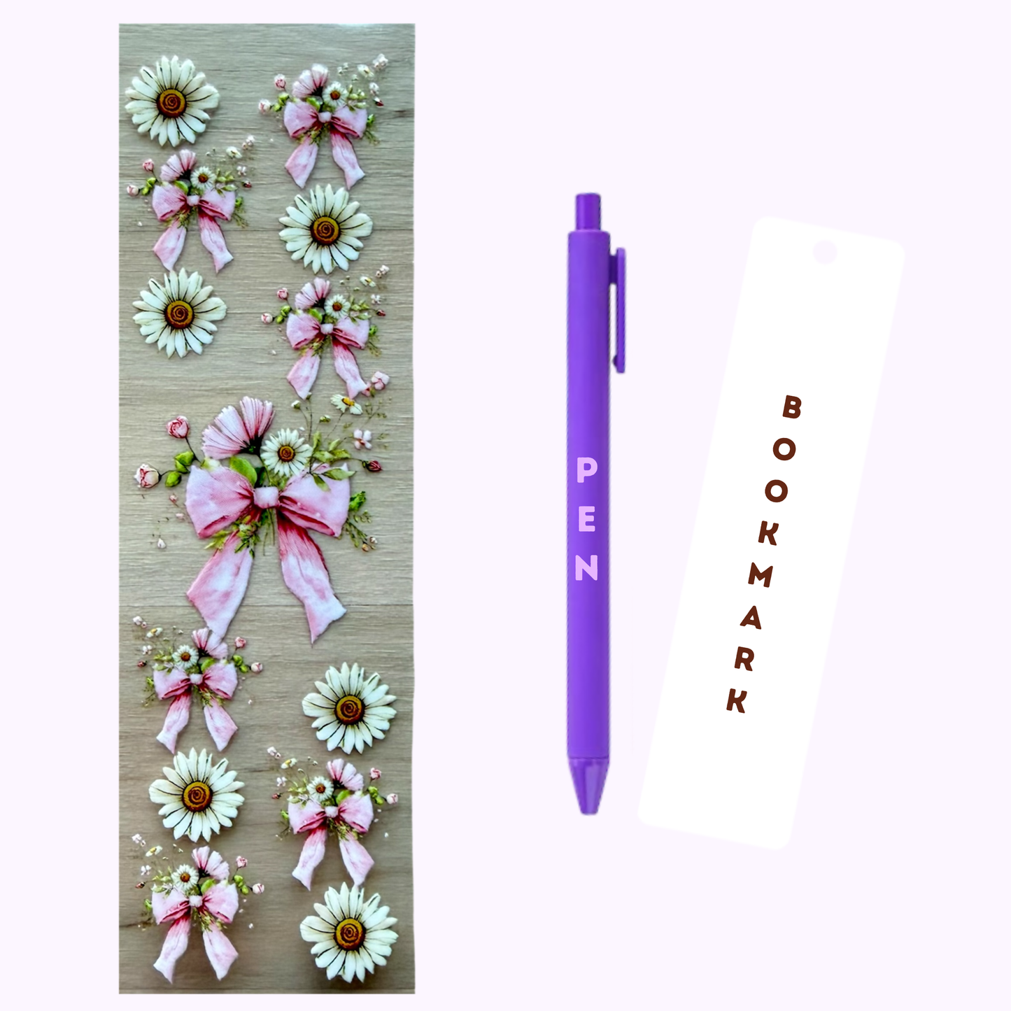 Pink Bows Pen/Bookmark Wrap #81