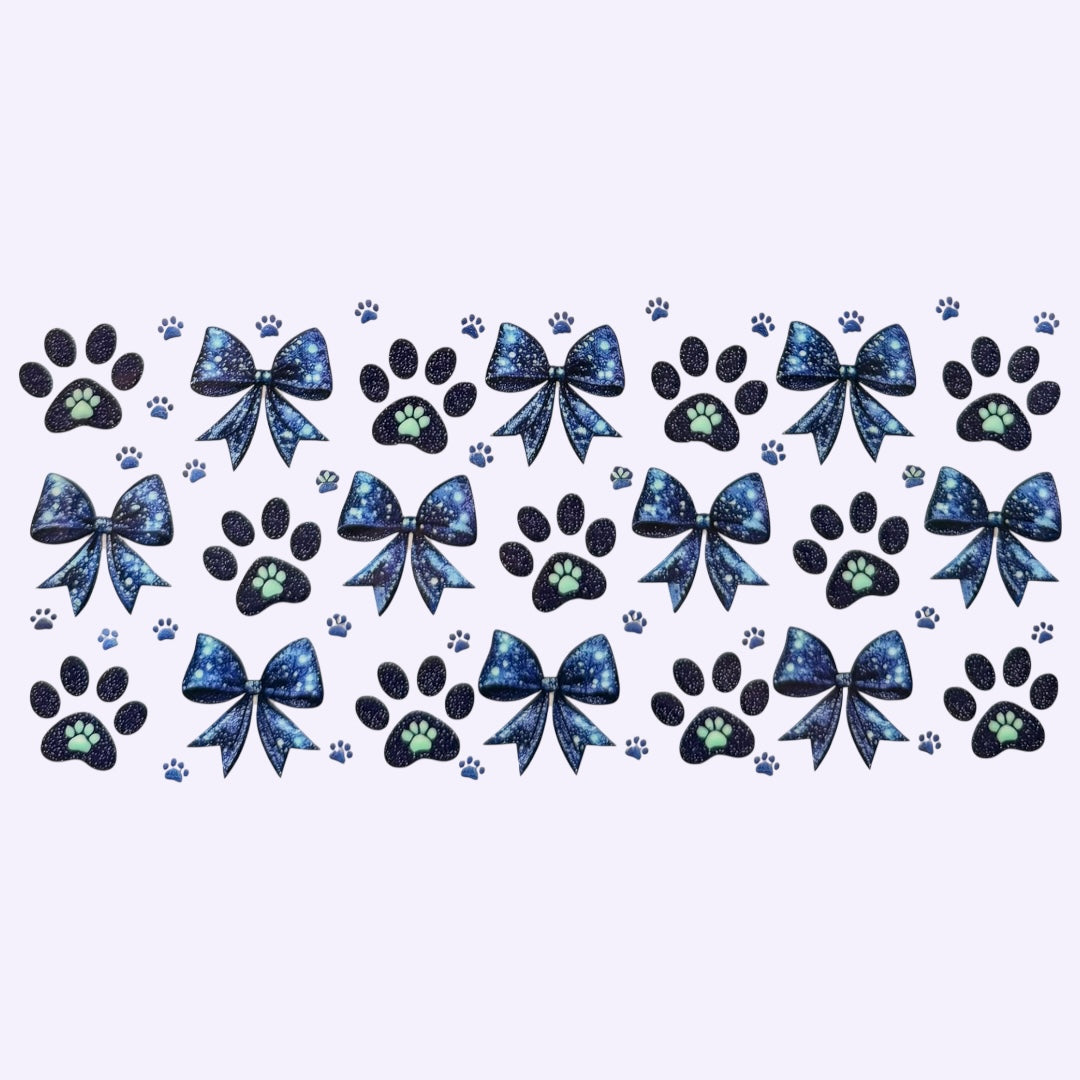 Blue Paw Prints & Bows Cup Wrap #43