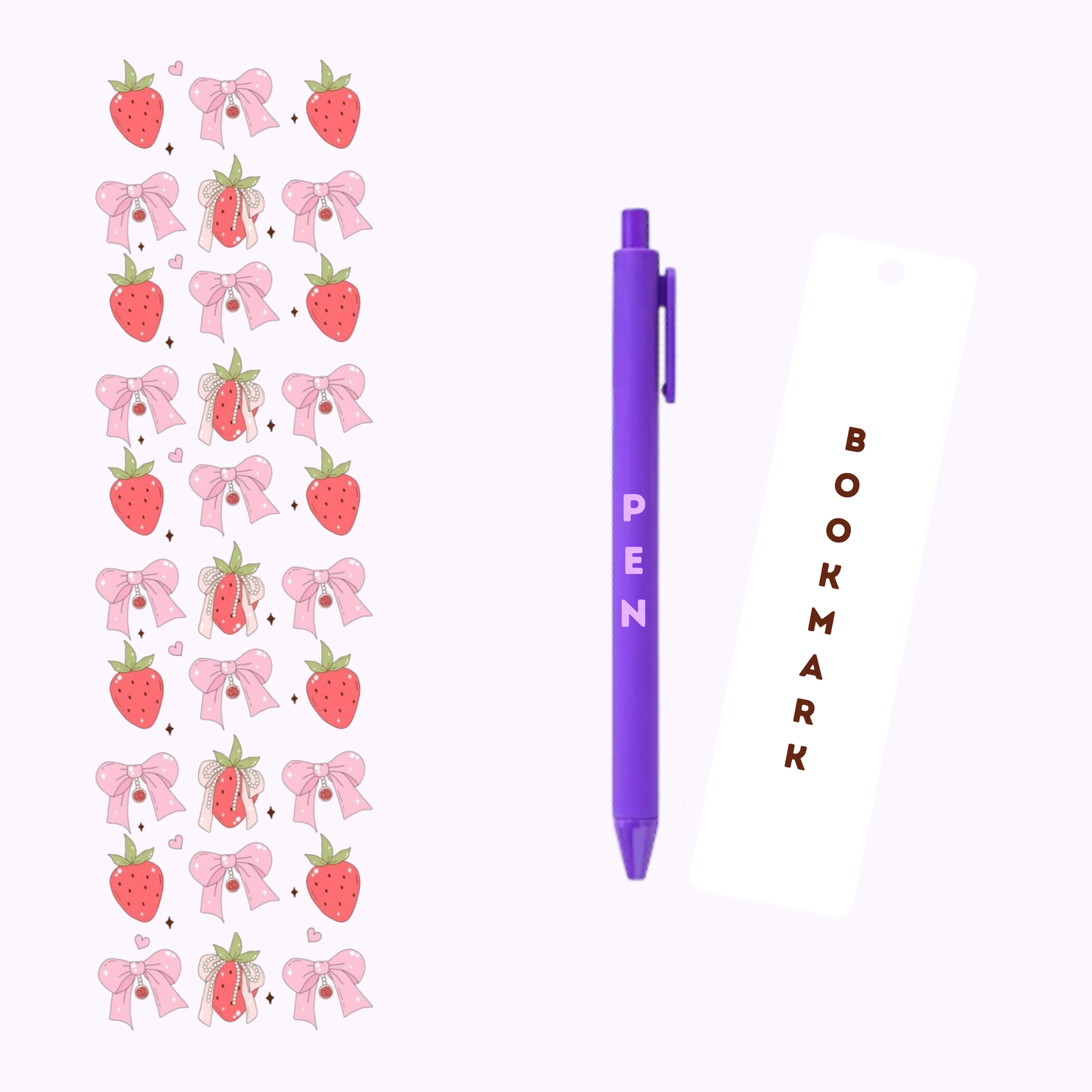 Bows & Strawberries Pen/Bookmark Wrap #31