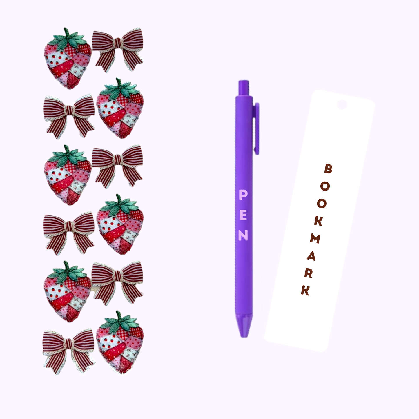 Strawberries & Bows Pen/Bookmark Wrap #45