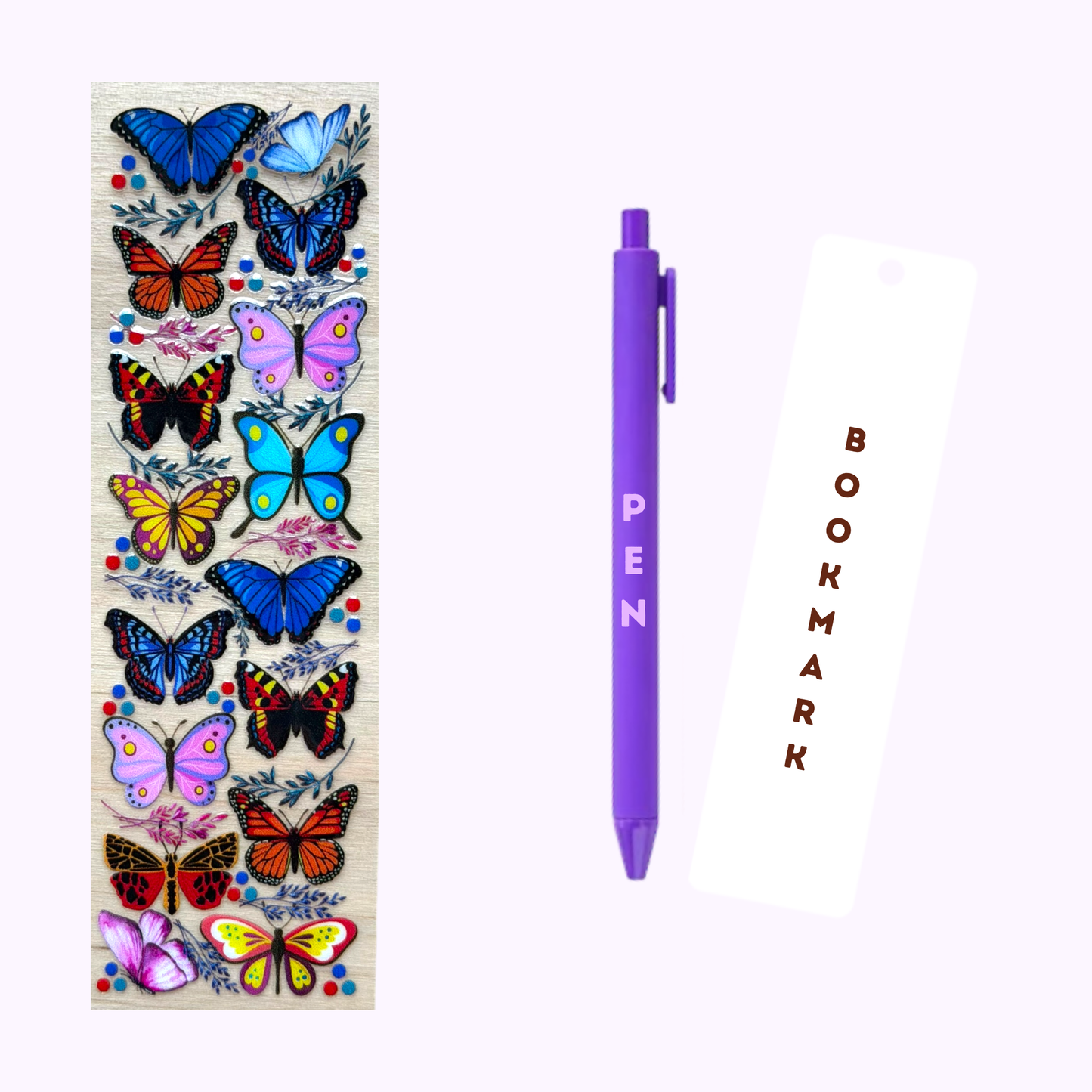 Colorful Butterflies Pen/Bookmark Wrap #30