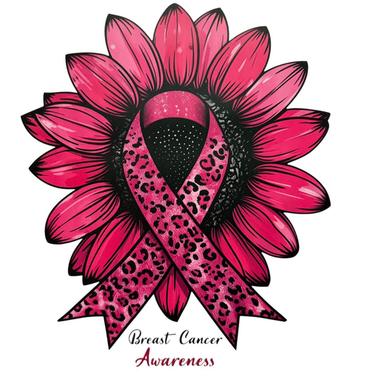 Breast Cancer Awareness Flower DTF 10” #24