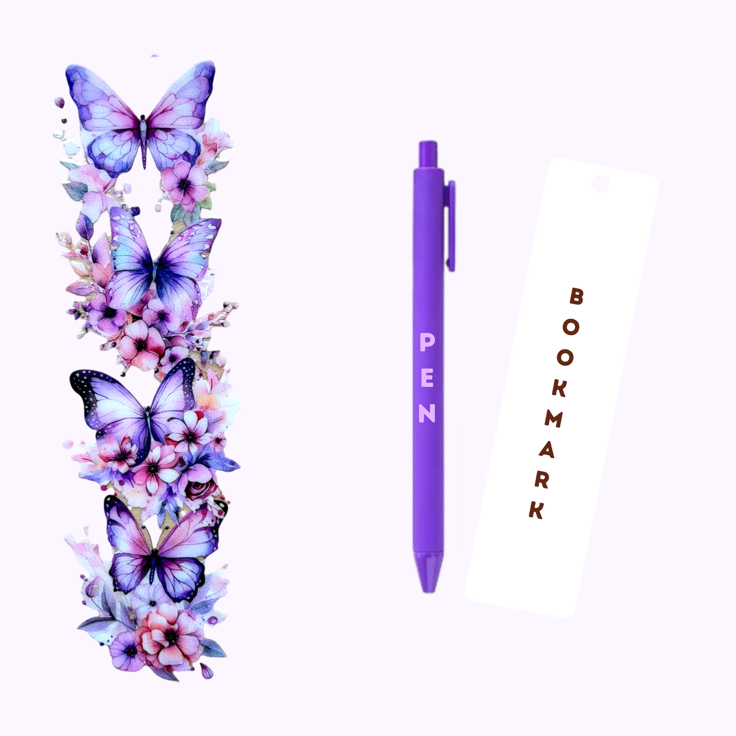 Purple Butterflies Pen/Bookmark Wrap #29