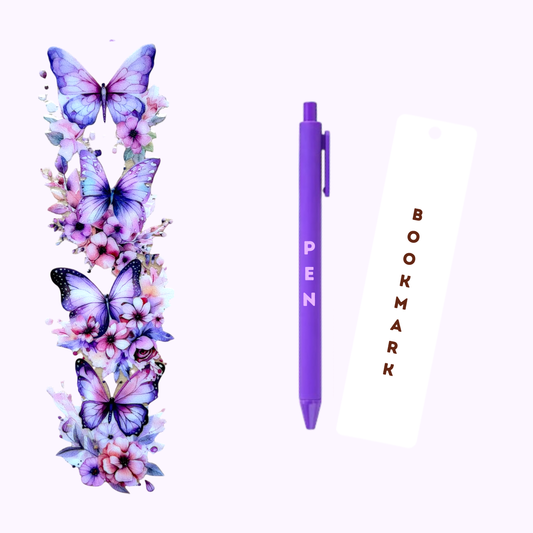 Purple Butterflies Pen/Bookmark Wrap #29