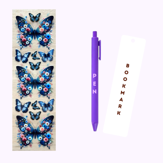 Blue Butterflies Pen/Bookmark Wrap #31