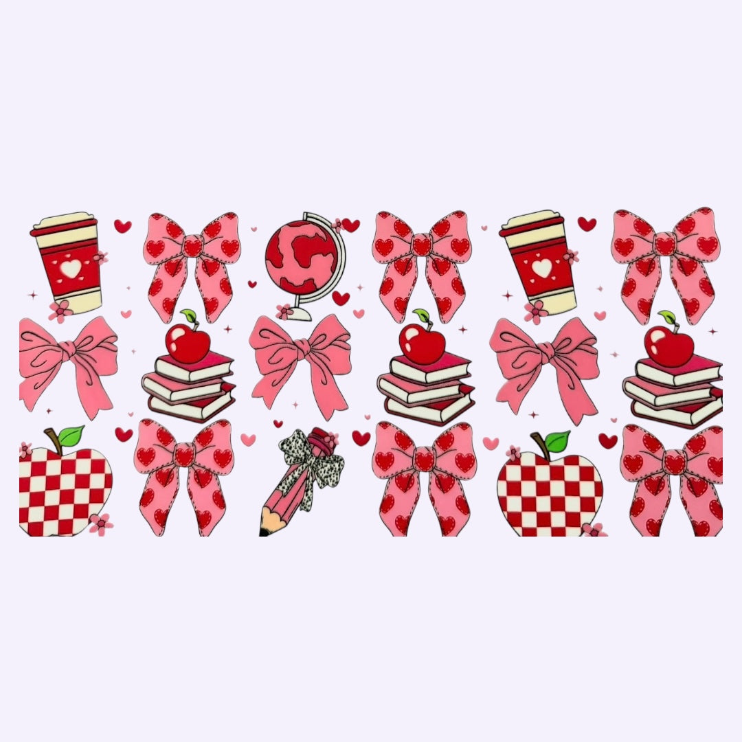 Teacher Apple & Bows Cup Wrap #49
