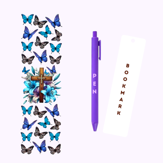 Cross & Butterflies Pen/Bookmark Wrap #65